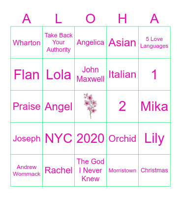 Benil’s Party Bingo Card