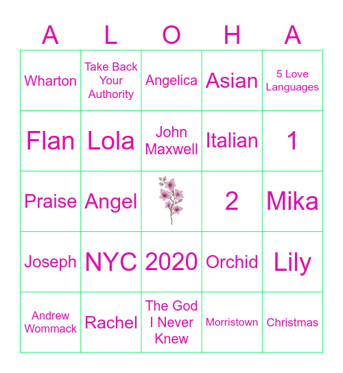Benil’s Party Bingo Card