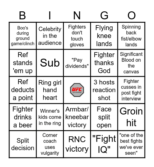 UFC BINGO Card