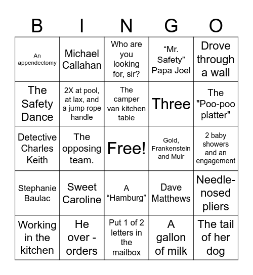 BEACH WEEK BINGO Card