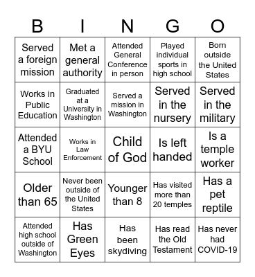 Know Your Ward Bingo Card