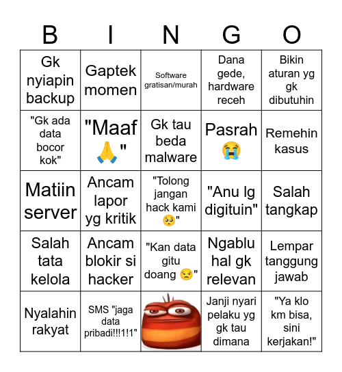 Indo data leaks bingo Card