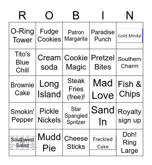 RED ROBIN Bingo Card