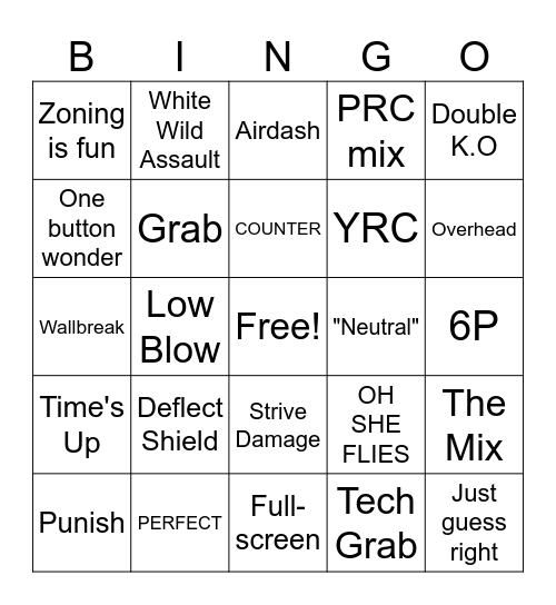 Guilty Gear Strive Bingo Card
