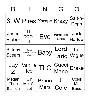 Trap Baby Bingo Card