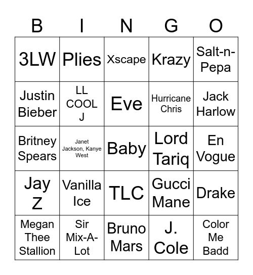 Trap Baby Bingo Card
