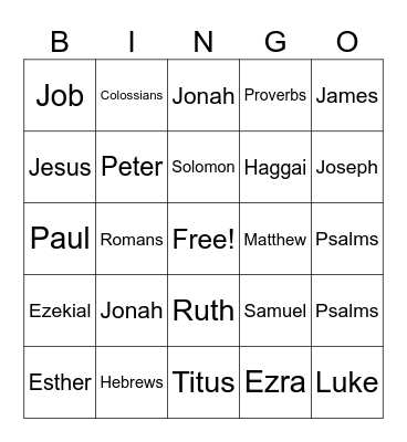 BIBLE BINGO Card