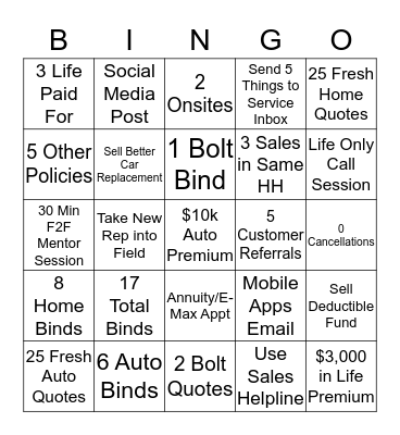Bill Barker Bingo Card