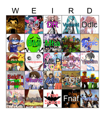 2010s Fandom Bingo Card