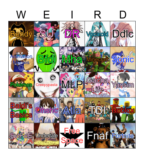 2010s Fandom Bingo Card