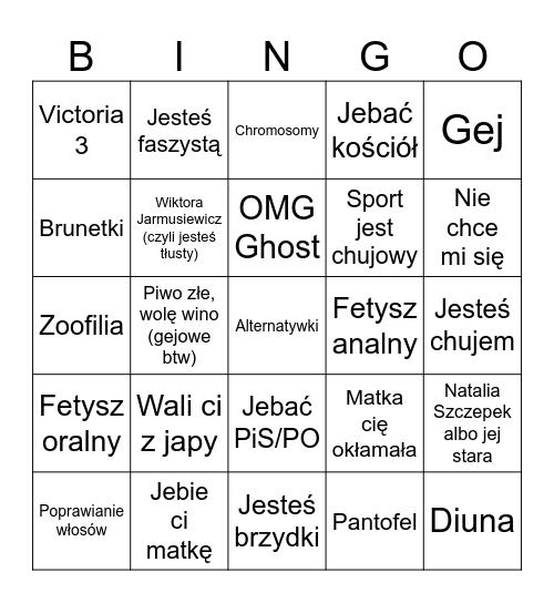 Patryk Bingo Card