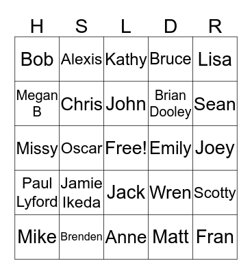 Higgins- Suhey-Lyford- Dooley Reunion 2016 Bingo Card