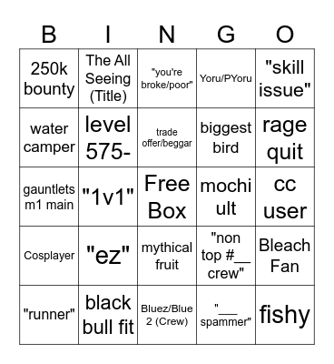 Grand Piece Online BINGO Card