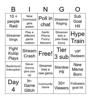 Proxz Subathon Bingo Card