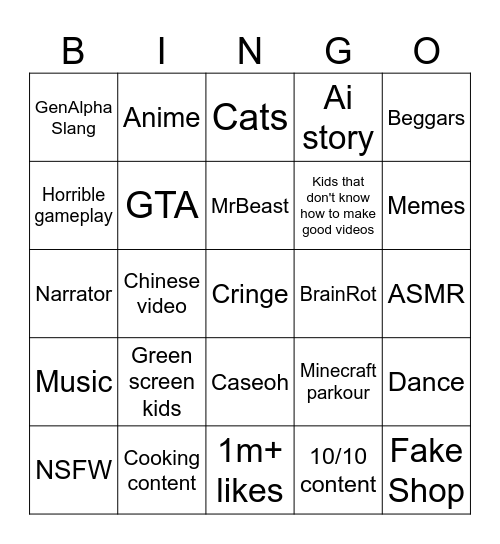 Untitled Bingo Card