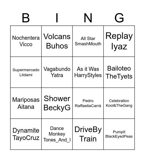 BINGO MUSICAL BARRUFET Bingo Card