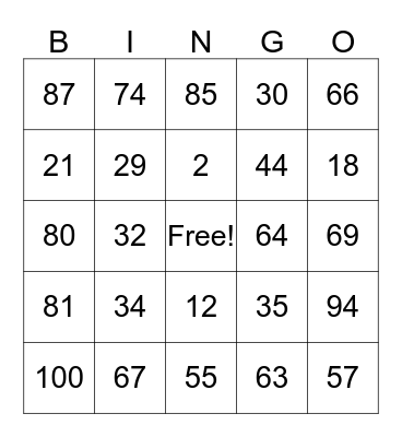 Classroom Field Trip / Party Bingo Card