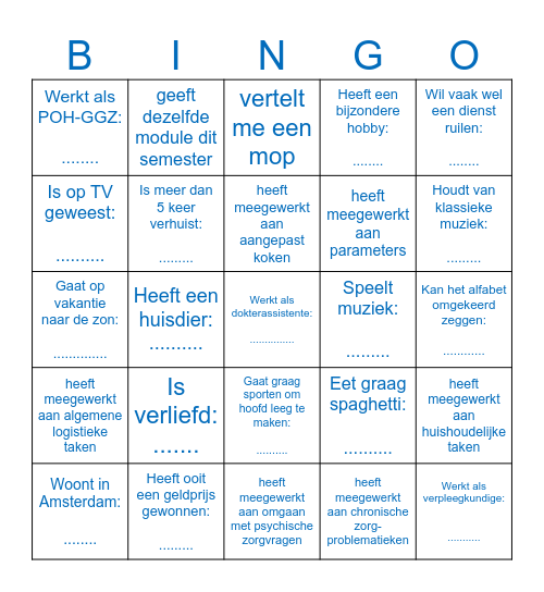 COLLEGA BINGO Card