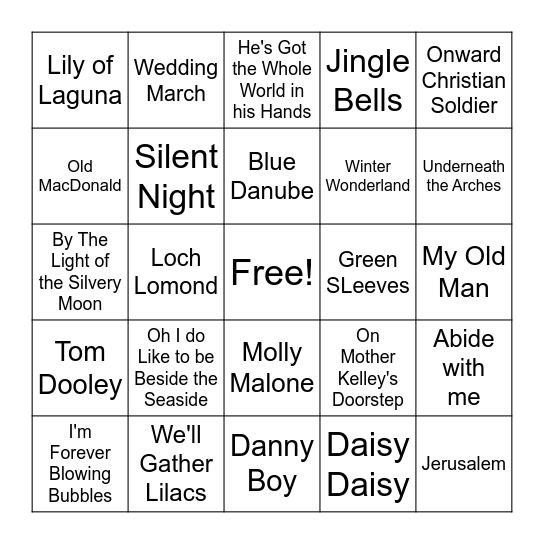 Music Bingo!! Bingo Card