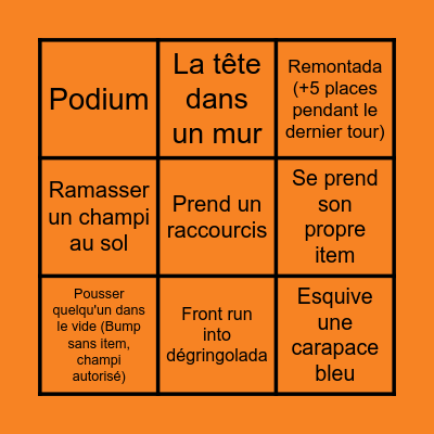 Tournoi MK Miel Bingo Card