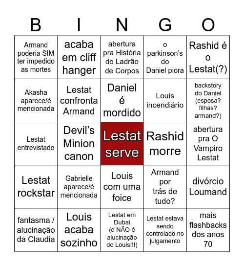 bingo do último ep de IWTV Bingo Card