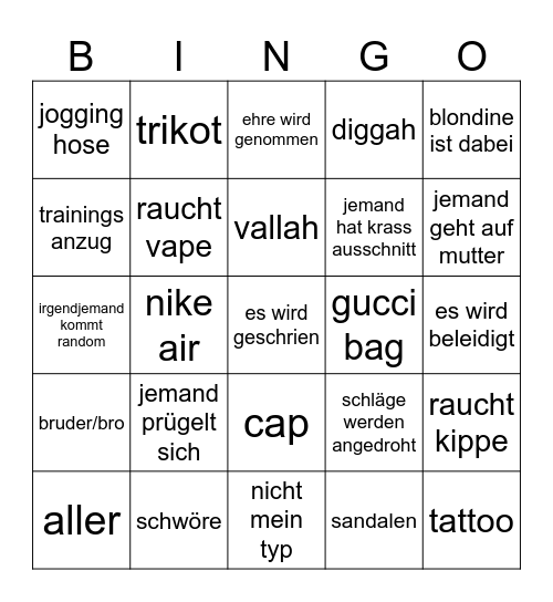 Frankfurt Tinder Bingo Card