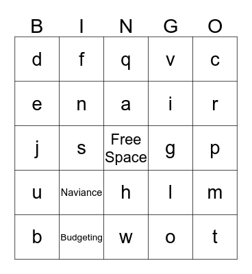 College and Career Bingo Card