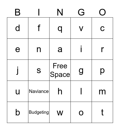 College and Career Bingo Card