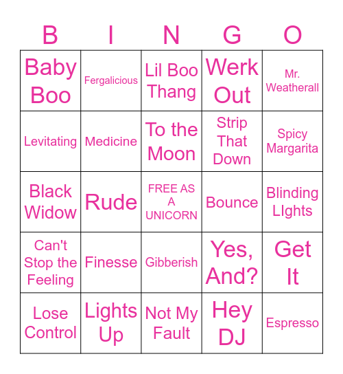 SHiNE Summer Bingo Card