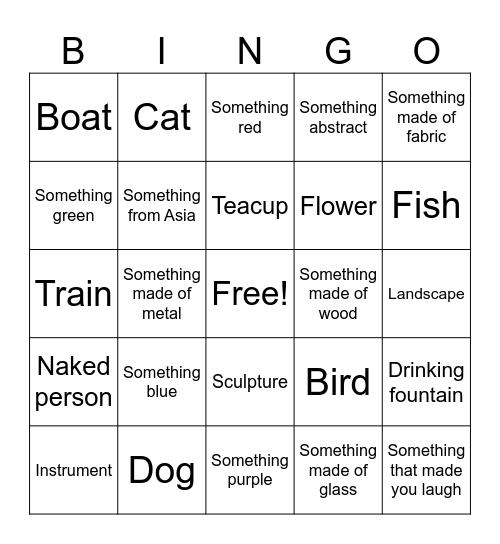 Museum Scavenger Hunt! Bingo Card