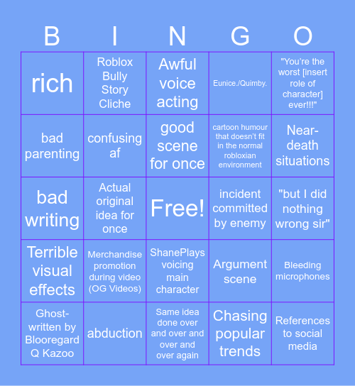 The Updated ShanePlays Bingo Card Bingo Card