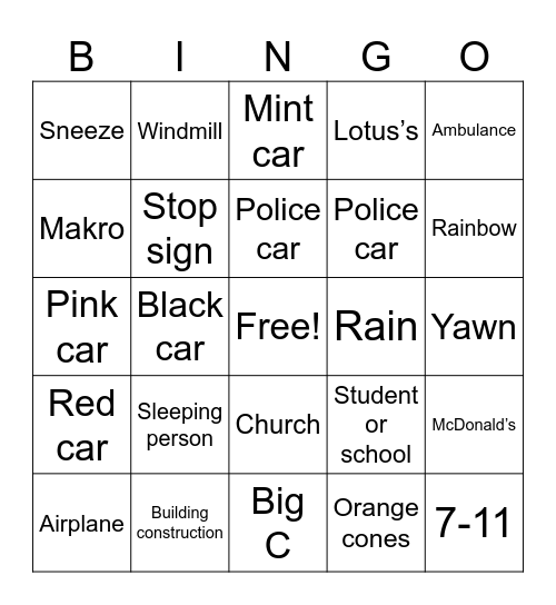 Trip to Siam Bingo Card