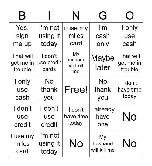 Overcoming No Bingo! Bingo Card