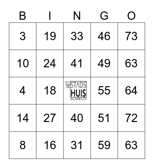 Bingo Het Stads-Huis 13-07-2024 Bingo Card