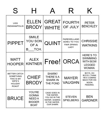 JAWS Bingo Card