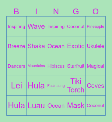 Aloha Bingo Card