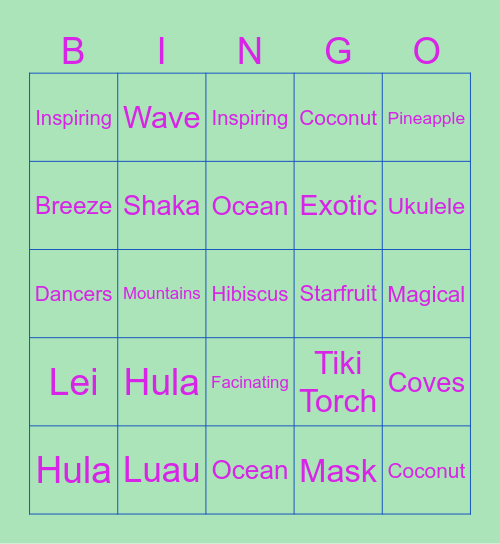 Aloha Bingo Card