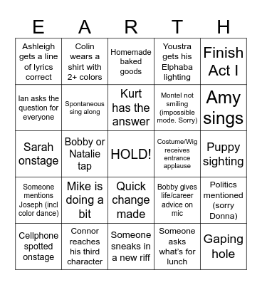 A Beautiful Bingo Card