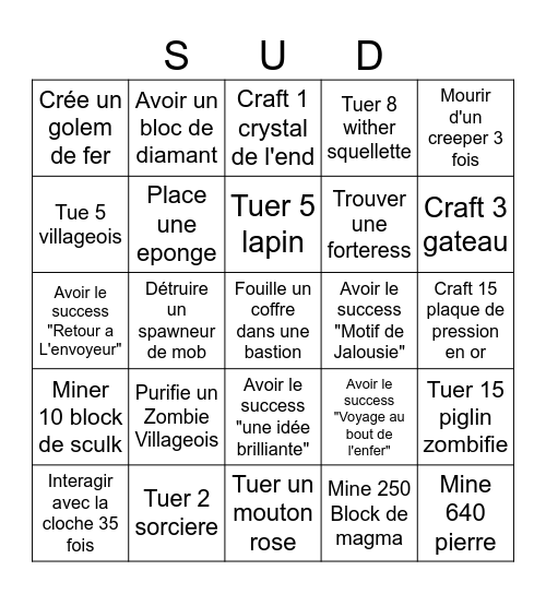 Il faut viser le Bingo Card