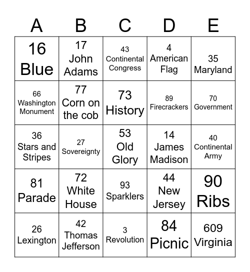 INDEPENDENCE DAY 2024 Bingo Card