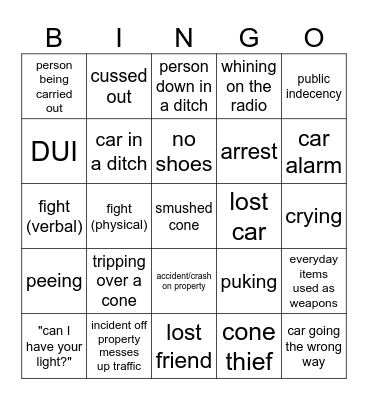 PARKING BINGO! Bingo Card