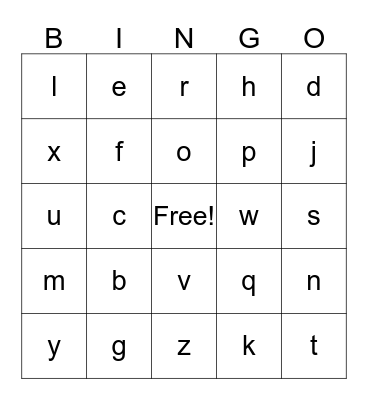 Alphabet Bingo Card