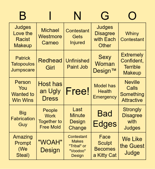 Face-Off Bingo Card