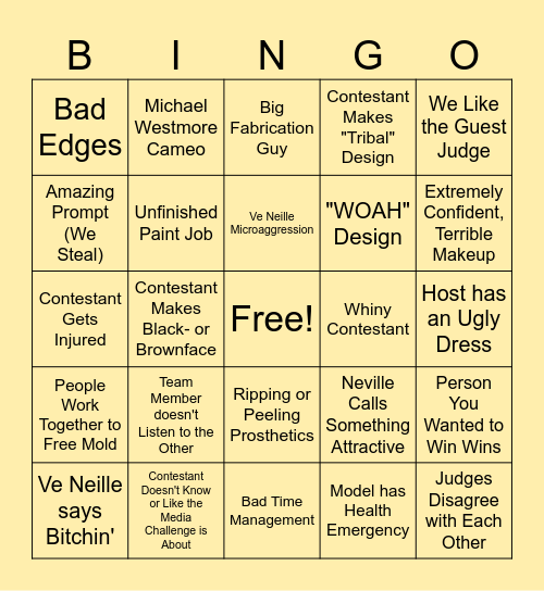 Face-Off Season Bingo Card