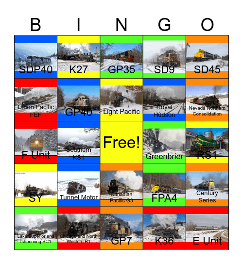 Railways in a Snowy Surprise Bingo Card
