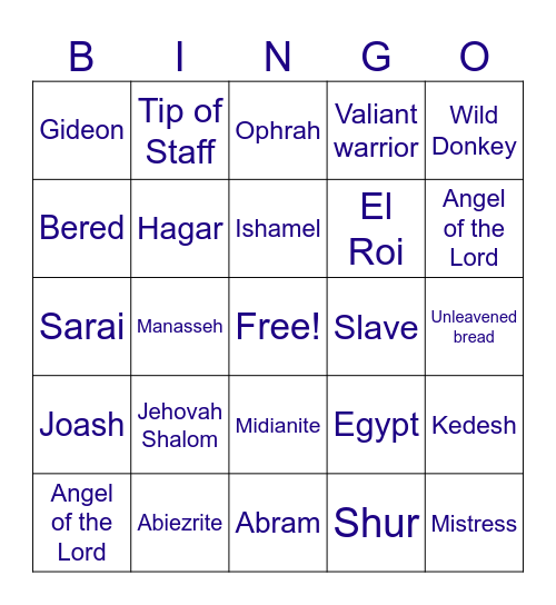 The names of the Lord Bingo Card