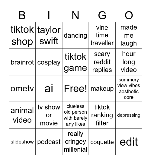 tiktok bingo! Bingo Card