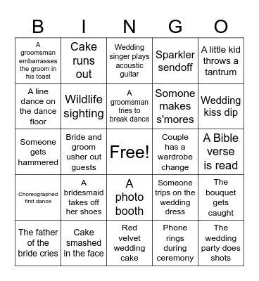 Wedding Bingo Card