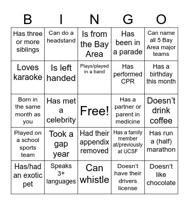 Fellows Party 2024 Bingo Card
