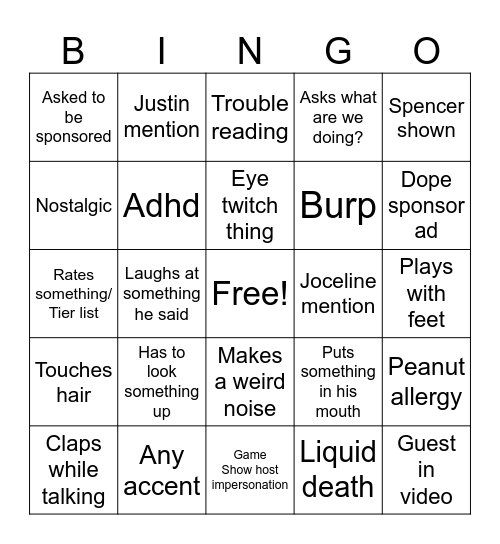 Ethan Nestor Bingo Card